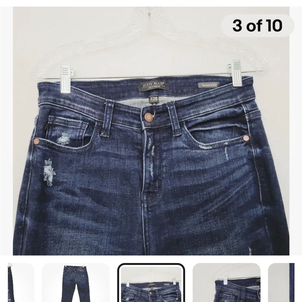 Judy Blue Women's Size 7/28 Skinny Fit Stretch Denim Distressed Jeans Dark Wash